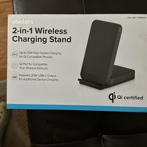 New- Ubio Labs 2-in-1 Wireless Charging Stand, Black